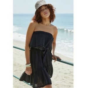 DAILY PRACTICE BY ANTHROPOLOGIE BLACK KYLIE KONA STRAPLESS DRESS